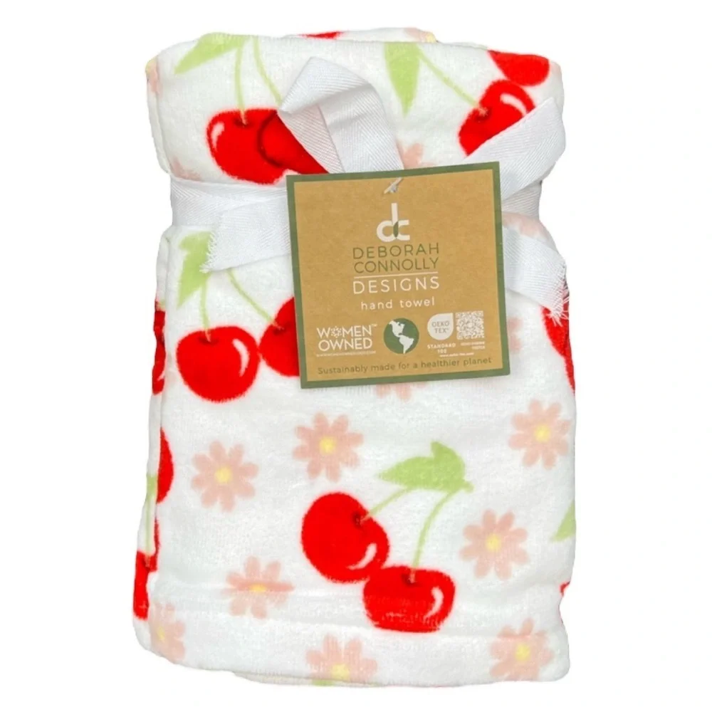 Deborah Connolly - ‘’Cherries’ bath towel set. NWT